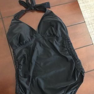 SMOCKED WAIST MATERNITY ONE PIECE SWIMSUIT